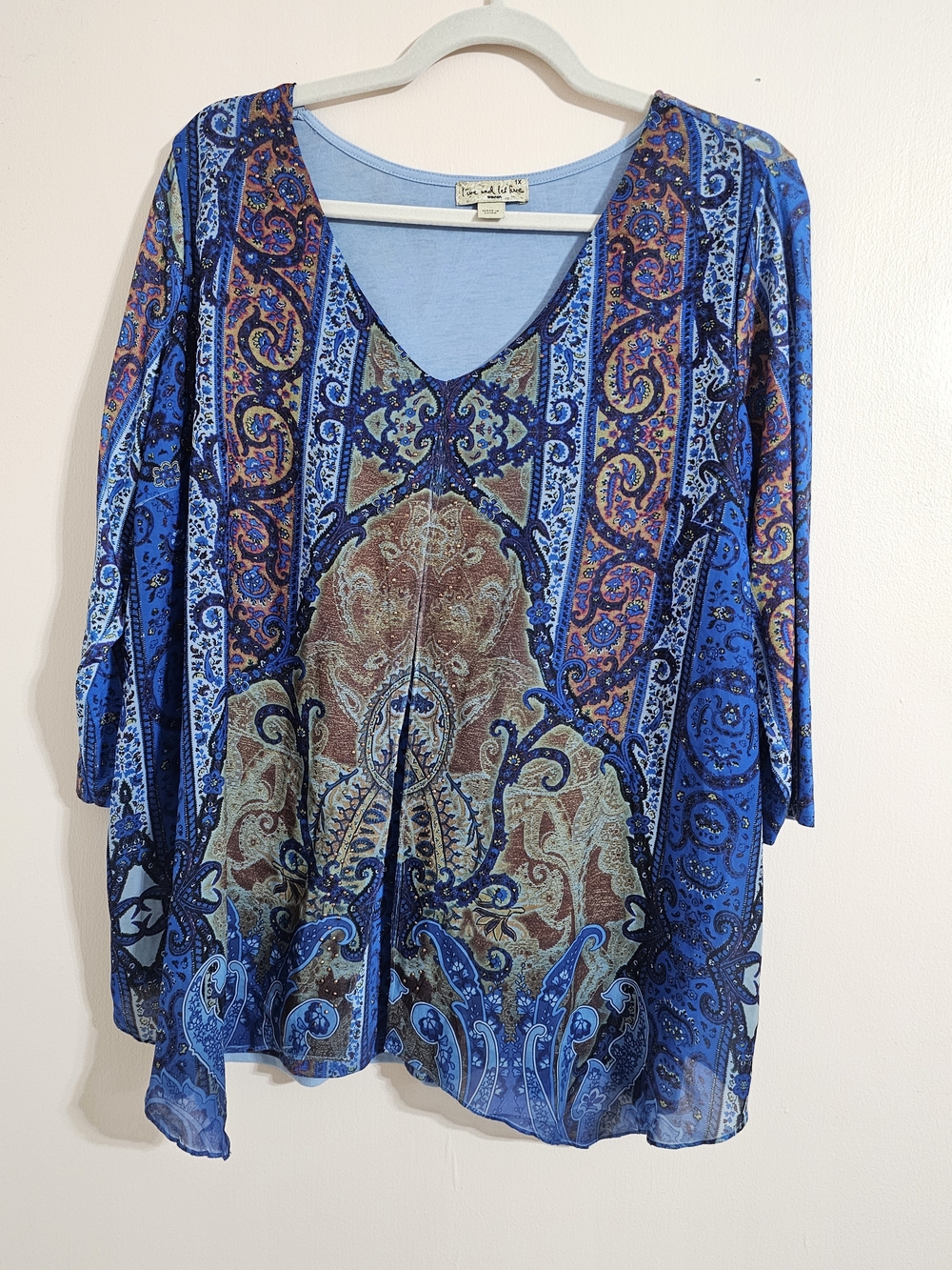 Live And Let Live 1X Sublimation Fairycore Top Y2K Blue Brown